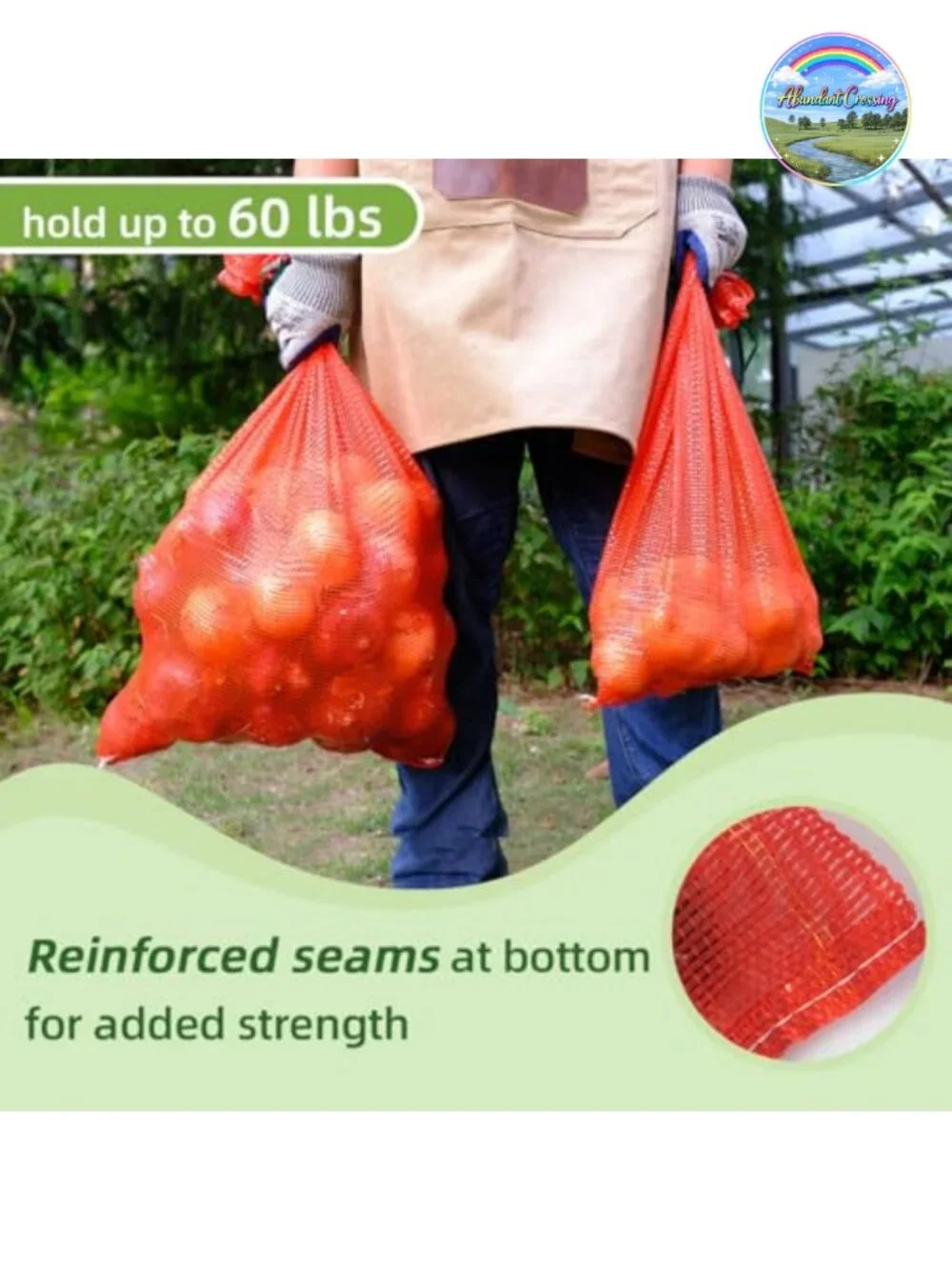 50 Pack Extra Large Mesh Produce Bags 21x32 inch 60 lbs Reusable Onion Sacks